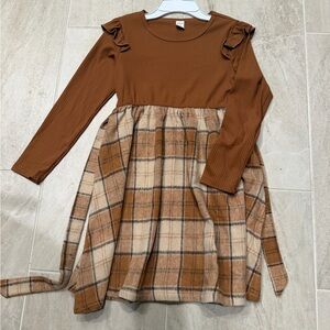Brown Plaid Kids Dress